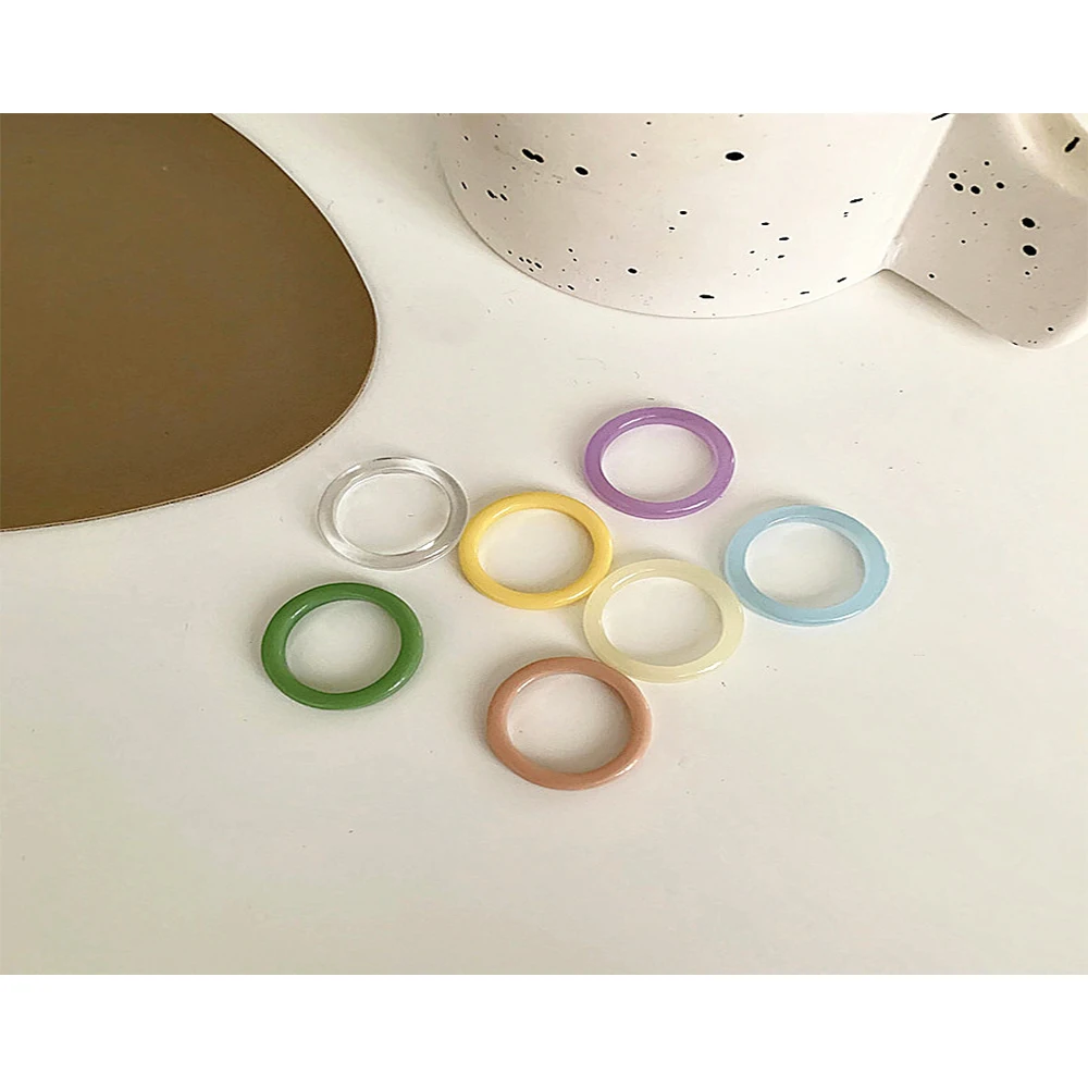 

New Arrival Simple Colorful Resin Circle Rings Minimalism Colorful Transparent Acrylic Rings, As picture