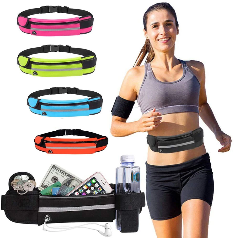 

Hot Selling Outdoor Waterproof Hiking Cycling Running Belt Waist Bag Sport Fanny Pack With Water Bottle Holder, Black/green/blue/red/orange