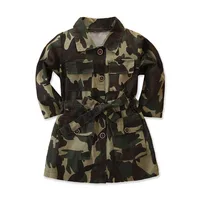 

2019 Kids Baby Girls Camo Coats Autumn Fashion Long Sleeve Lapel Trench Camouflage Jackets Girl Long Coat Outerwear 1-7Y