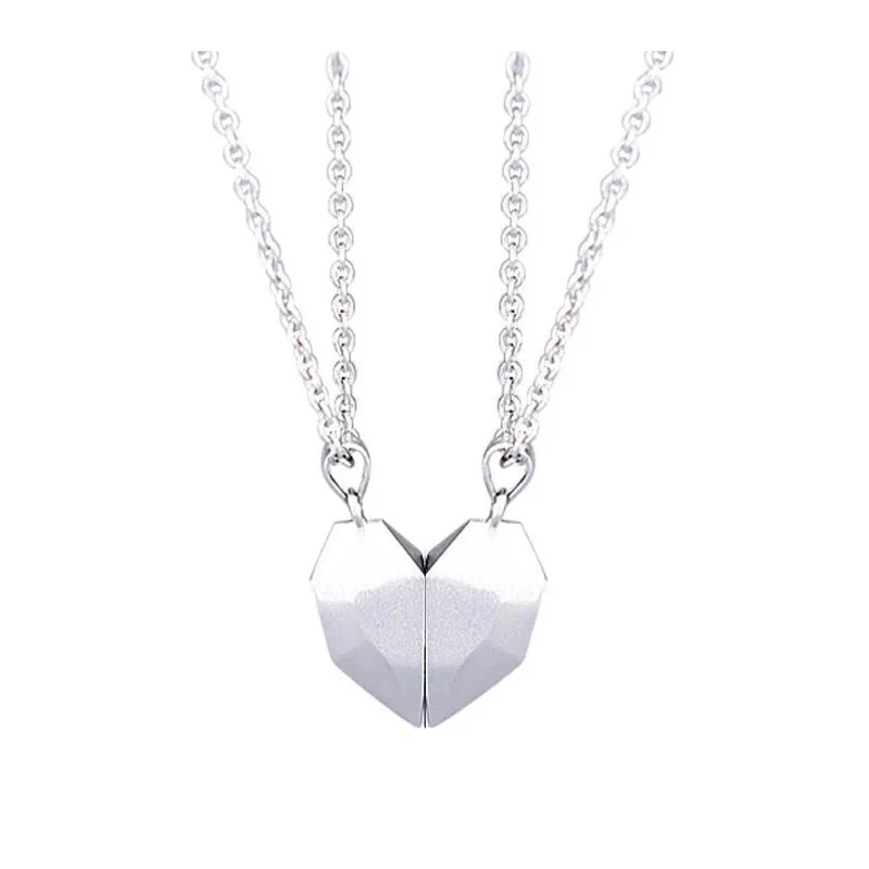

Natural Stone Bracelet Jewellery Couple Interchangeable Pendant Magnetic Heart Necklace, As pictures