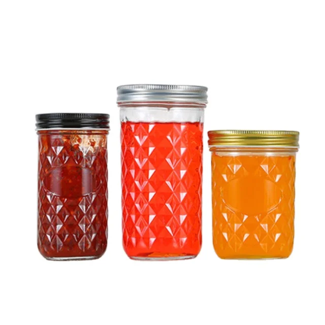 

4 oz 8oz 12 oz 16 oz 32 oz 300ml glass mason jar with metal lid/ wide mouth mason jam jar, Clear