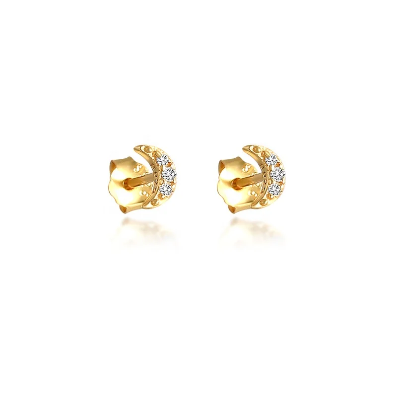 

HYH 925 silver zircon moon stud earrings, Optional