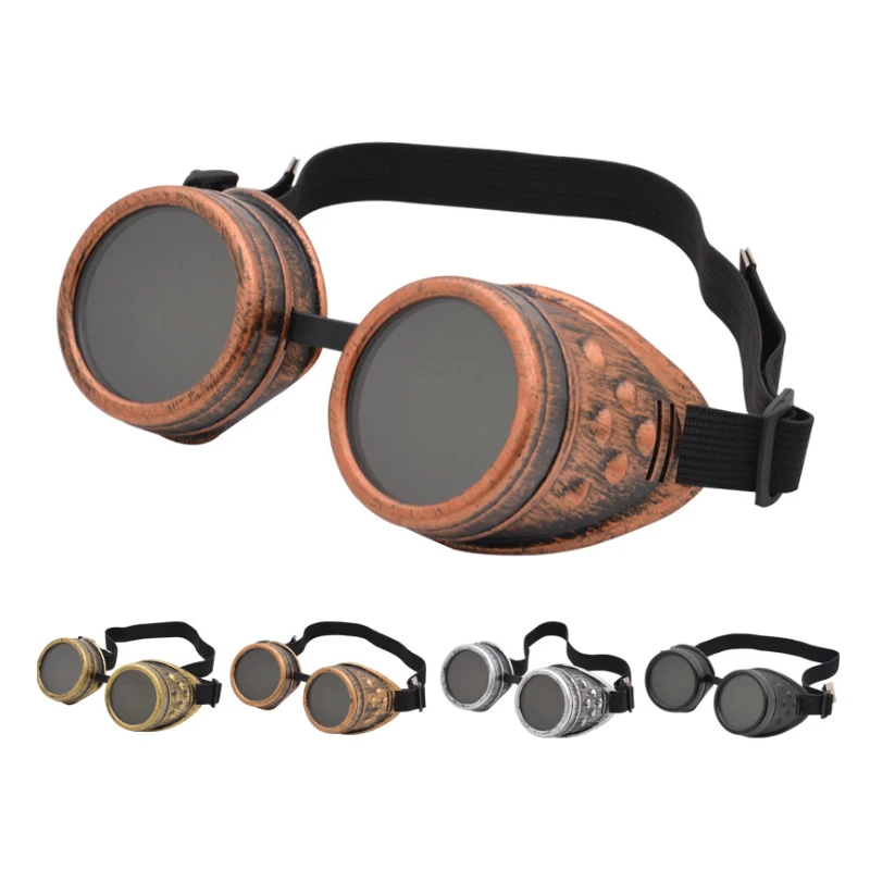 

New Arrival Unisex Metal Frame Vintage Shadows Sun Glasses Welding Punk Cosplay Eyewear Steampunk Goggle Sunglasses, As picture show
