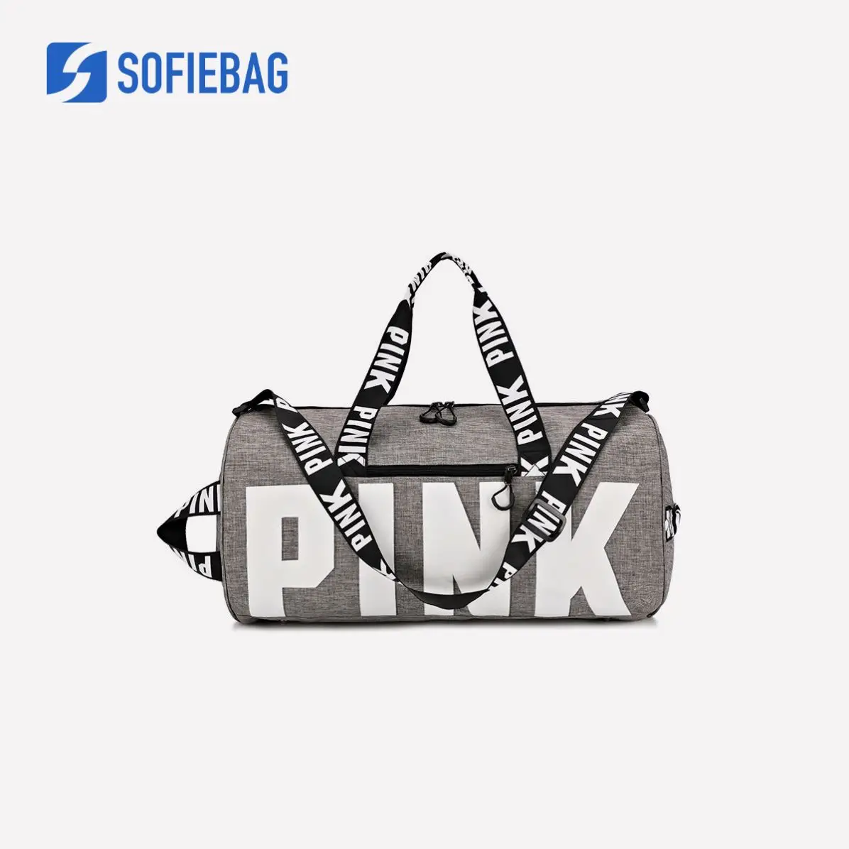 

China Factory Pink Logo Duffle Bags With Silver Bag Sports, Black
