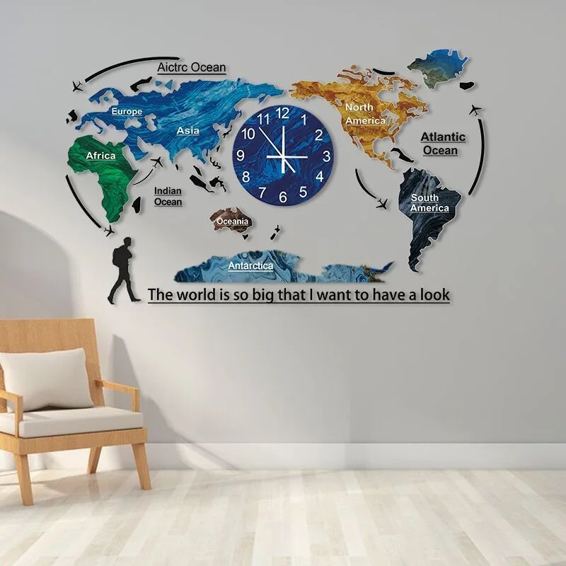120X55CM With LED Night Light Wall Large Clocks Can Add Your Country Name on World Map Customizable Decor Dropshipping DDP WEEE