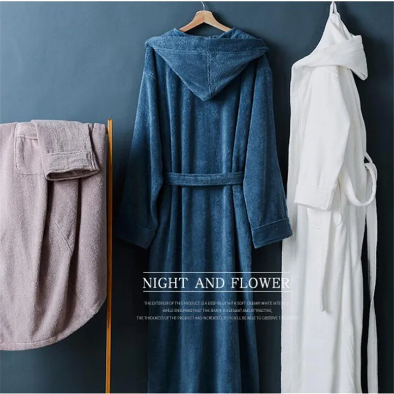 Premium Super Soft Cotton Hotel Bathrobe Combed Terry Cotton Bath Robe Sleepwear Adult Hooded Bathrobe With Hood
