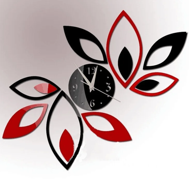 

Lotus Water Lily DIY Creative Acrylic Wall Clock, Black golden silver