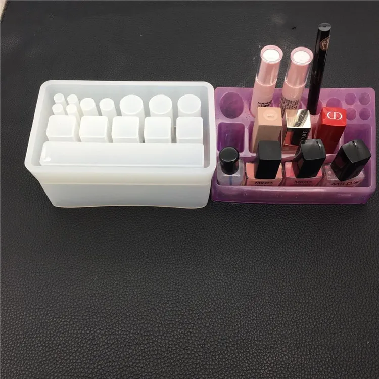 

Y034 makeup tools Cosmetic holder silicone mold for desktop organiser resin crafts, White