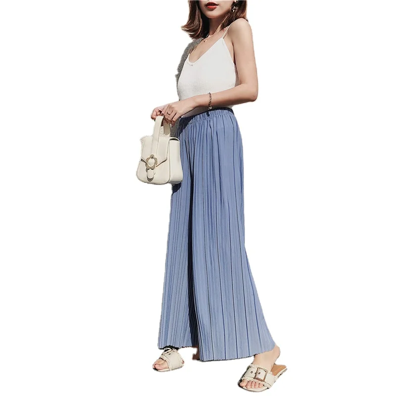 

Korean version 2020 summer new high waist chiffon wide leg pants female spring and summer nine points students loose pants, Picture shown