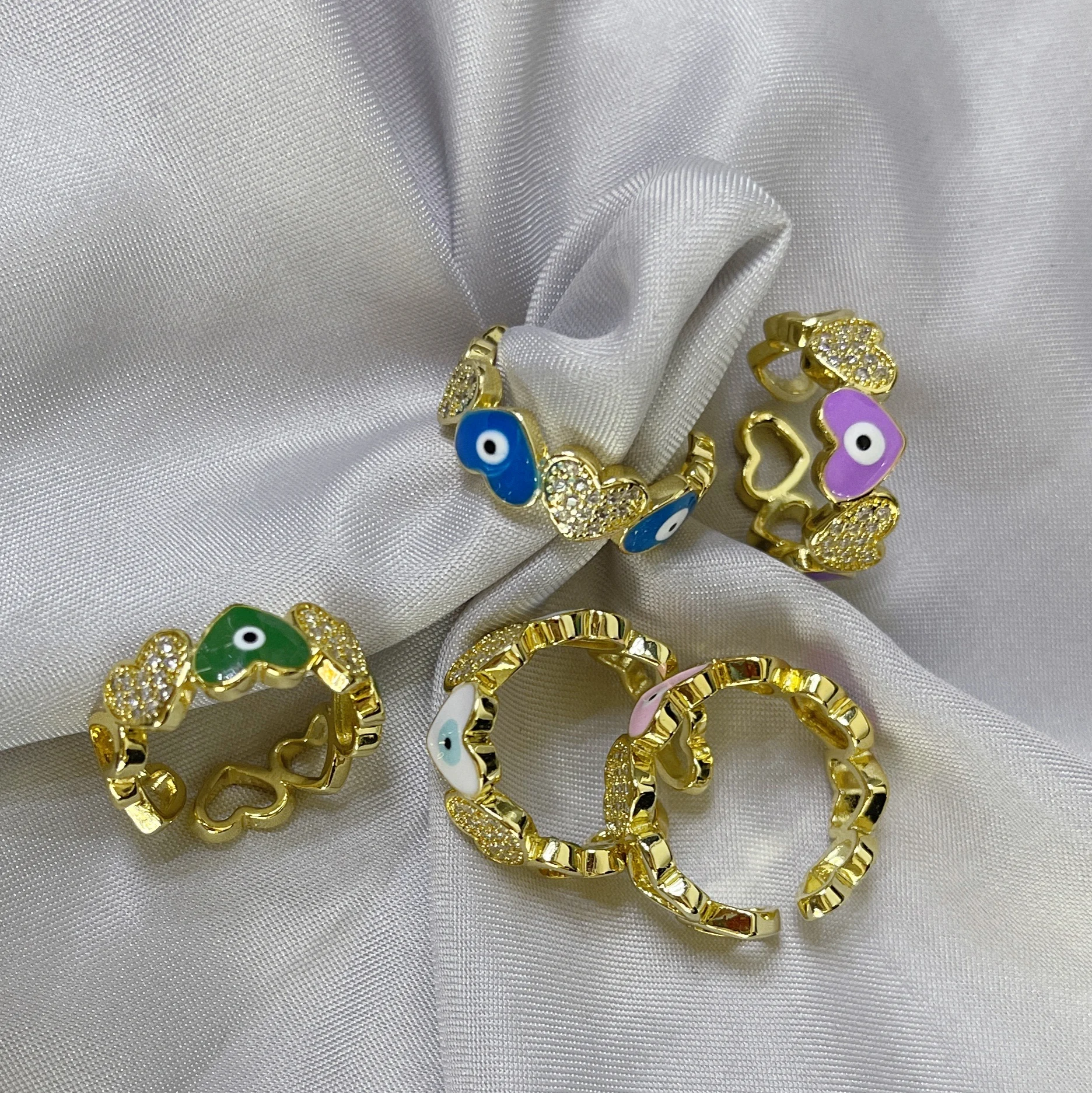 

Luxury New gold-plated devil's eye oil painting ring ladies street fashion closed ring women