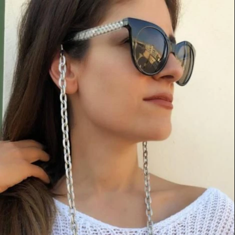 

New Fashion Jewelry Silver Color Glass Chain Face Masking Sunglasses Glasses Chain Eyeglass