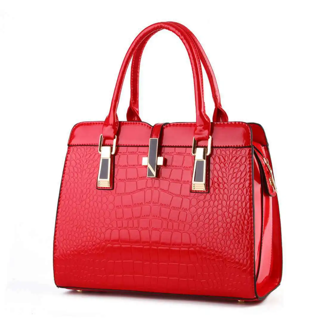 

Azb099 2021 China Supplier Wholesale New Ladies Hand Bags Shiny Patent Pu Alligator Leather Fashion Designer Handbags For Women