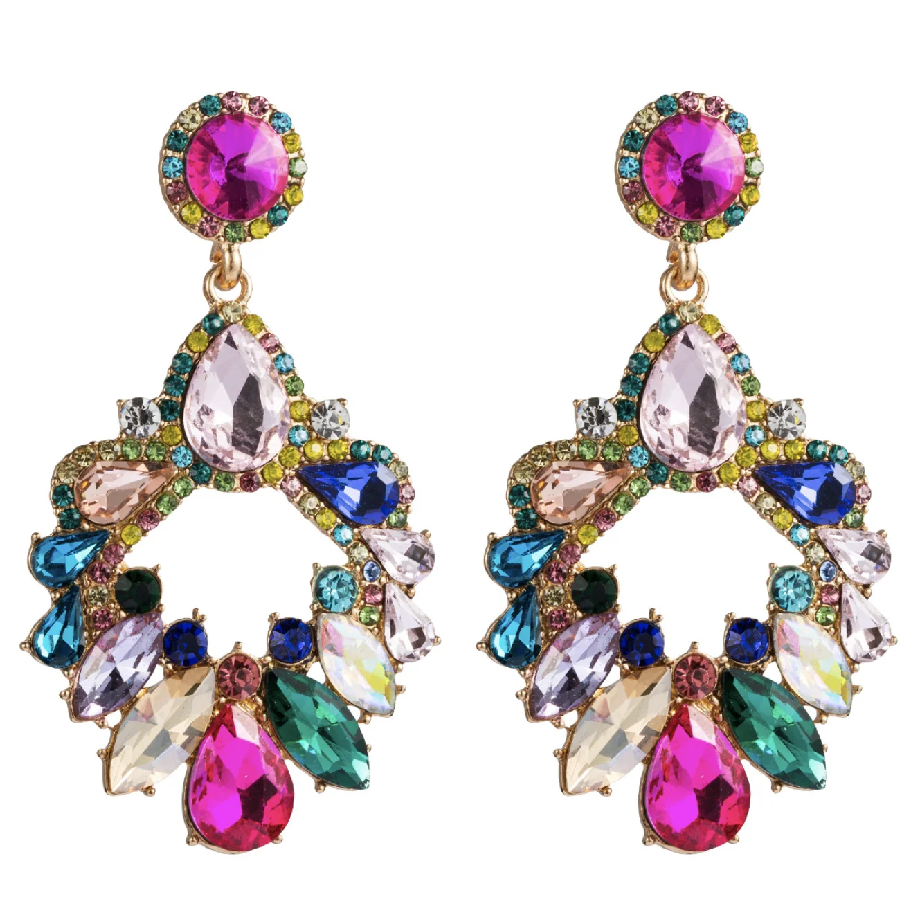 

Fashion Jewelry Boho Vintage Rhinestone Glass Drill Dangle Earrings Luxury Jeweled Pendant Earrings For Women