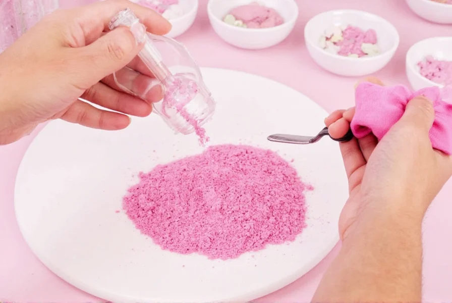 Jar of pink curing salt with measuring spoon