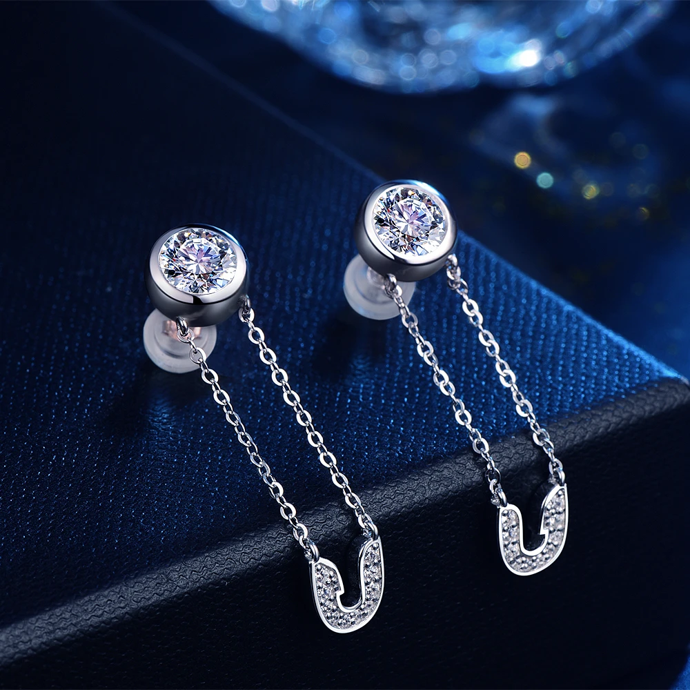 

Lancui Custom Fashionable Fine Jewelry Manufacturer Bling Clip Chain Stud 925 Silver Earrings for Women, Silver,gold,rose gold
