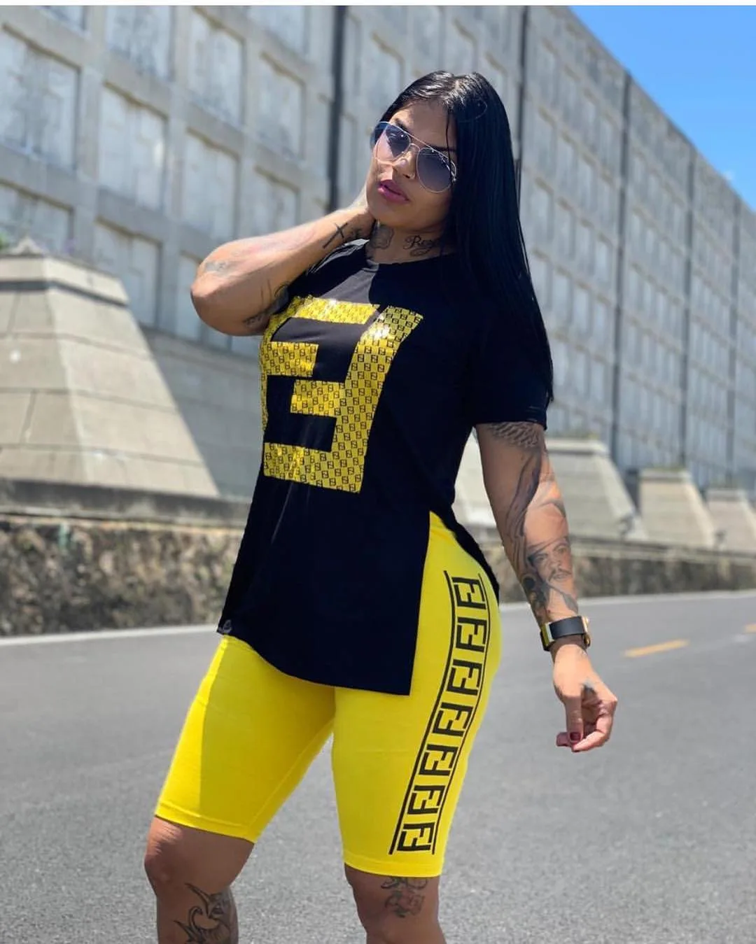 2019  L5368 Women Clothing Half Zipper Crop Top short  Sleeve Two Pieces Pant Set