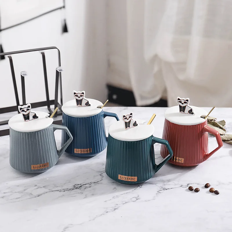 

France gift small wanderful household items business coffee cups with lid ceramic cartoon fashion wholesale custom mug