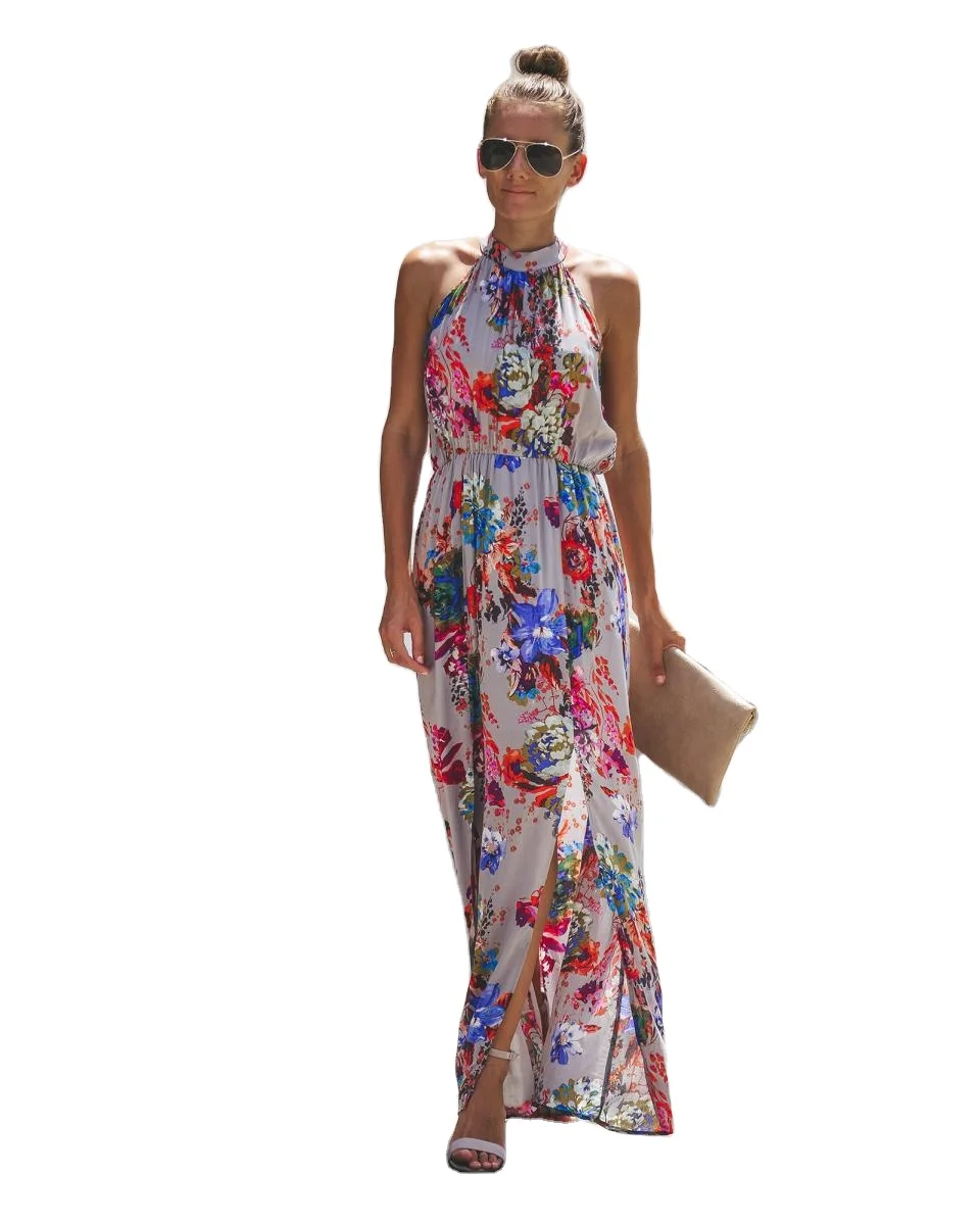 

2021 summer large women's print sleeveless swing dress women's waist Mini Dress, 2colors