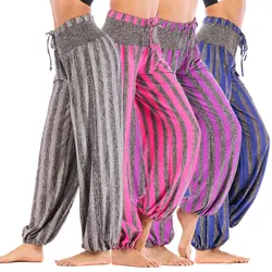 B61257A Harem pants for women's striped sport yoga