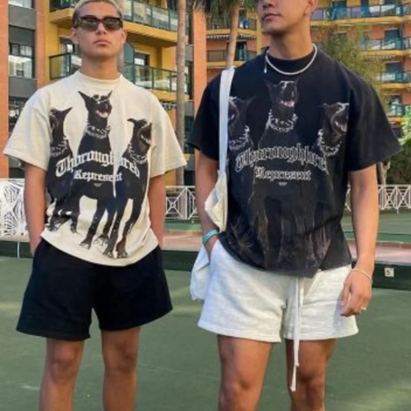 

2022 Summer OEM Custom logo Printed Casual Streetwear Polyester Plus Size Hip Hop Loose Tee Shirt Oversized Men's T Shirts, Picture