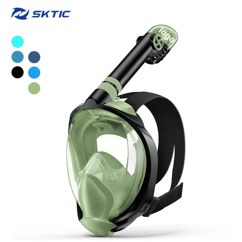 

SKTIC Full Face Snorkel Mask, Snorkeling Gear for Adults with CO Quick Discharge System Snorkel Set for Adults & Kids