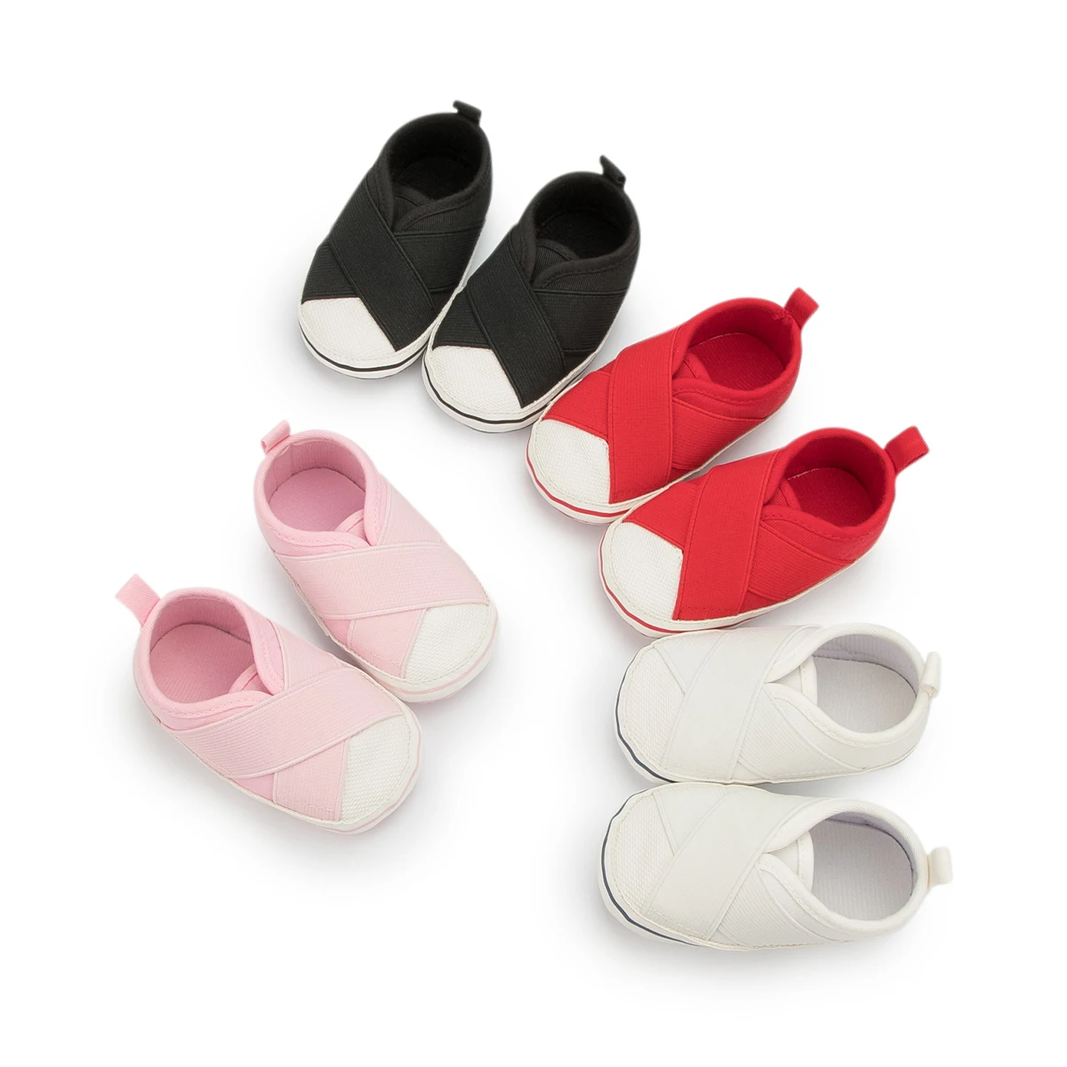 

Hot selling 2021 Canvas upper Rubber sole prewalk infant boy girl baby casual shoes, 4 colors