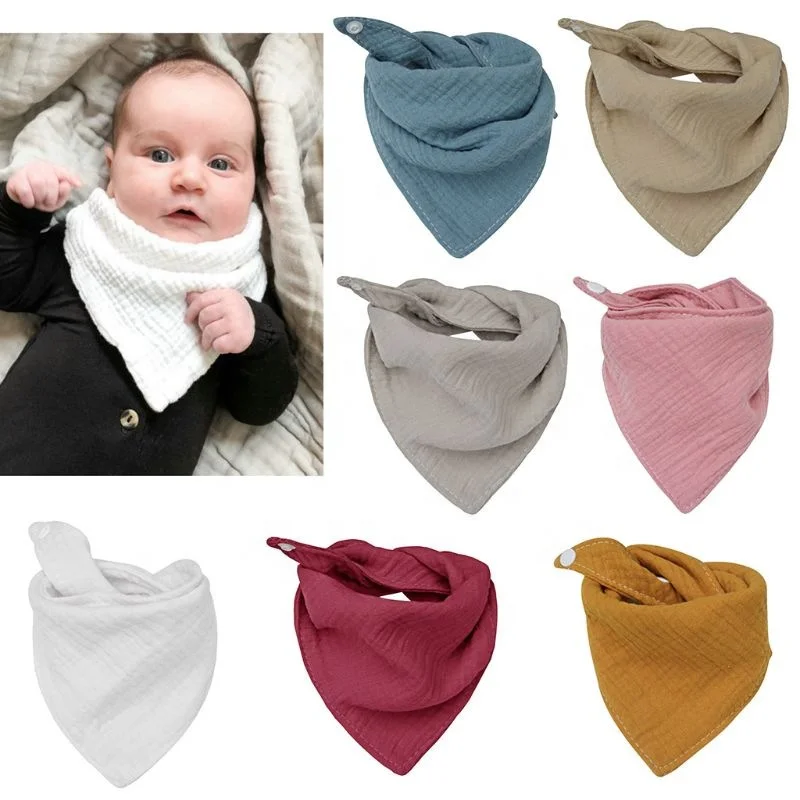 

Amazon Muslin Solid Triangle Cotton Saliva Towel Baby Feeding Apron Cotton Bandana Bibs