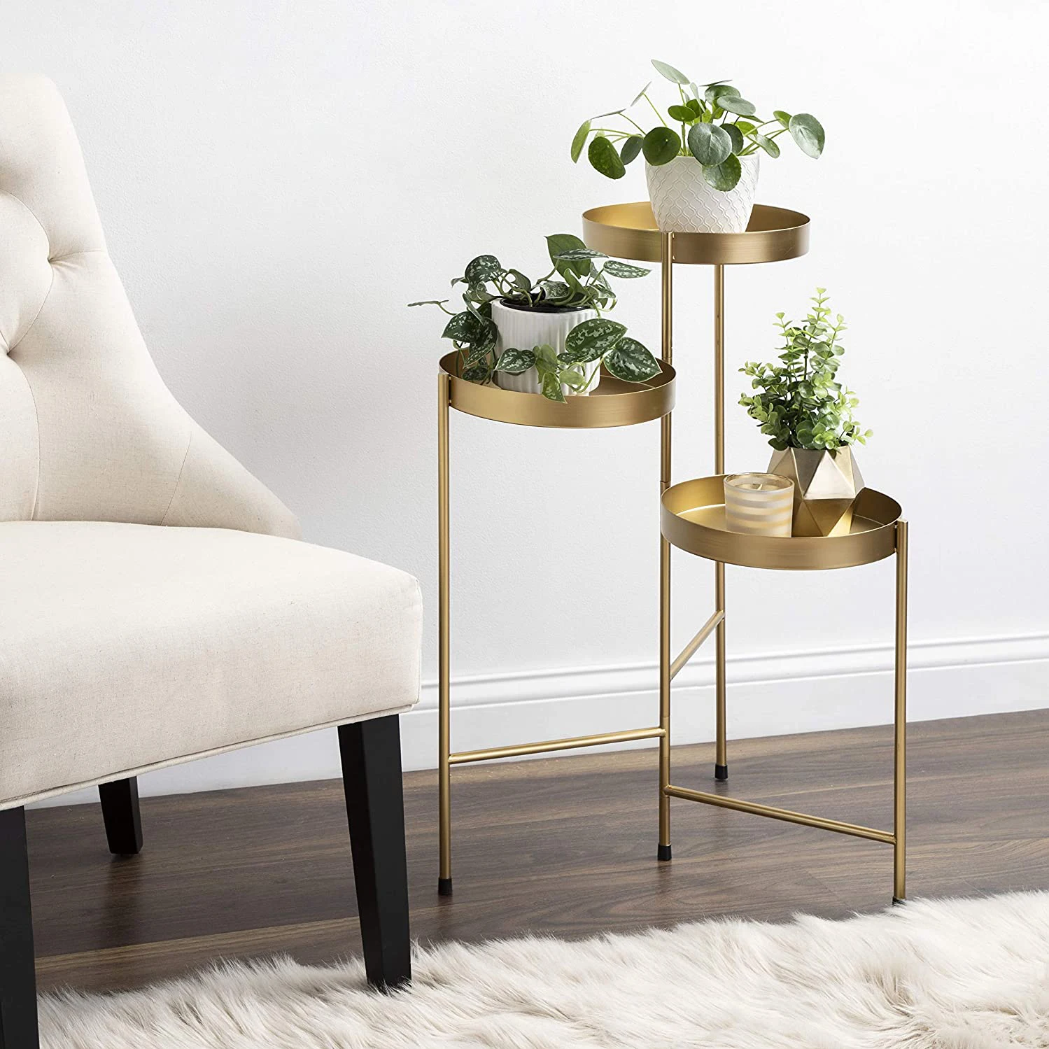 

Tri-level Metal Plant Stand Multilayer Plant Stand Contemporary Modern Flower Plant Stand Indoor Multifunction Holder for Flower, Customized color