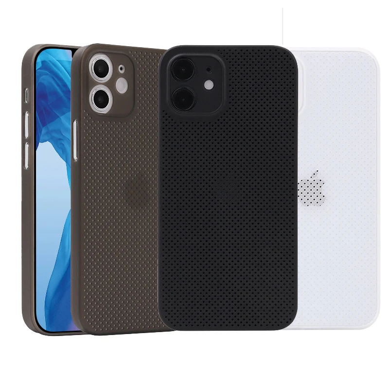 

New Arrivals Mobile Phone Cover for iPhone 13 Breathable PP Case 0.35mm Super Thin Cooling Back Cover for iPhone 13 Pro Max, Black/gray/frosted clear