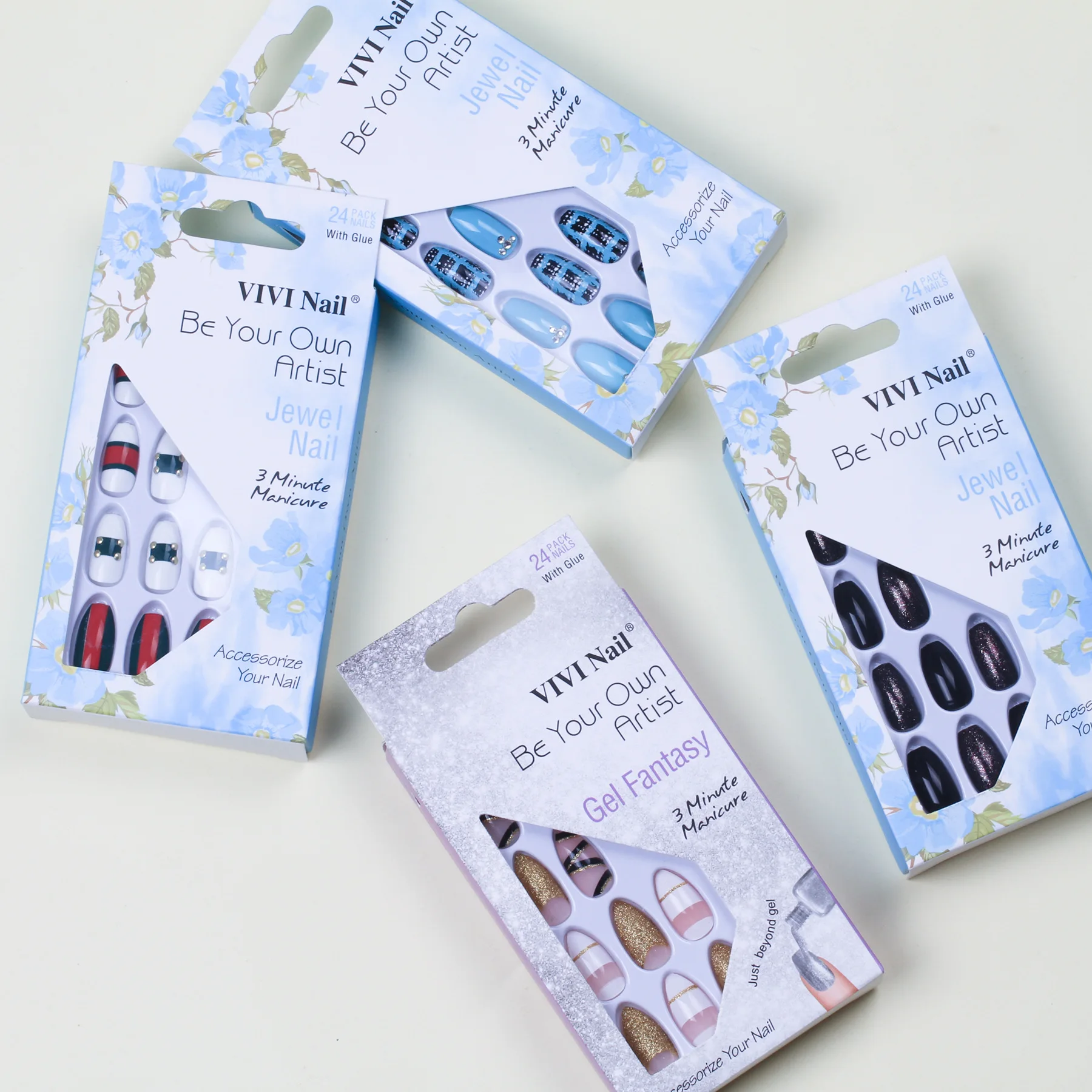

Super cheap JOYME almond press on nails set with adhesive tab