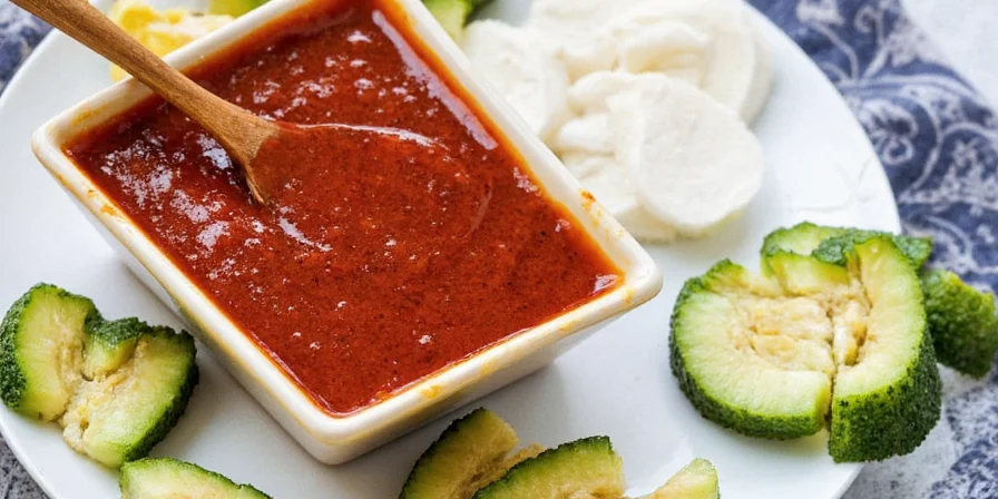 Homemade Asian BBQ sauce being reduced in a pan