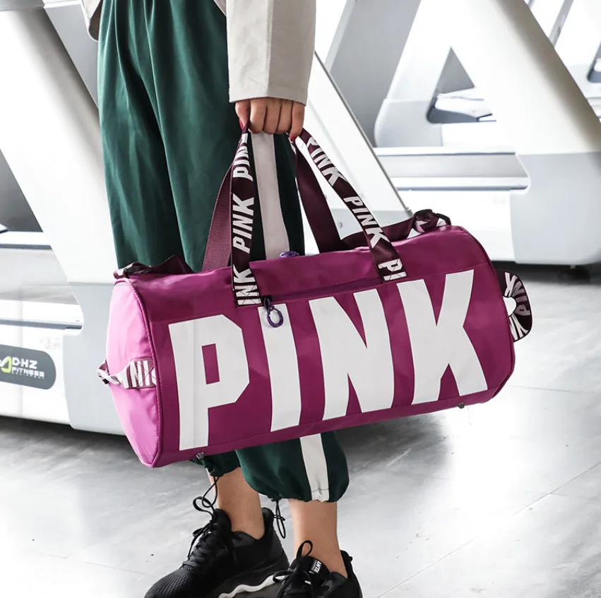 

2020 Trending Hot sale Custom logo Pink Duffle bag Wholesale Waterproof Polyester Gym Bag For Women Gym Bag, Custom make you own design