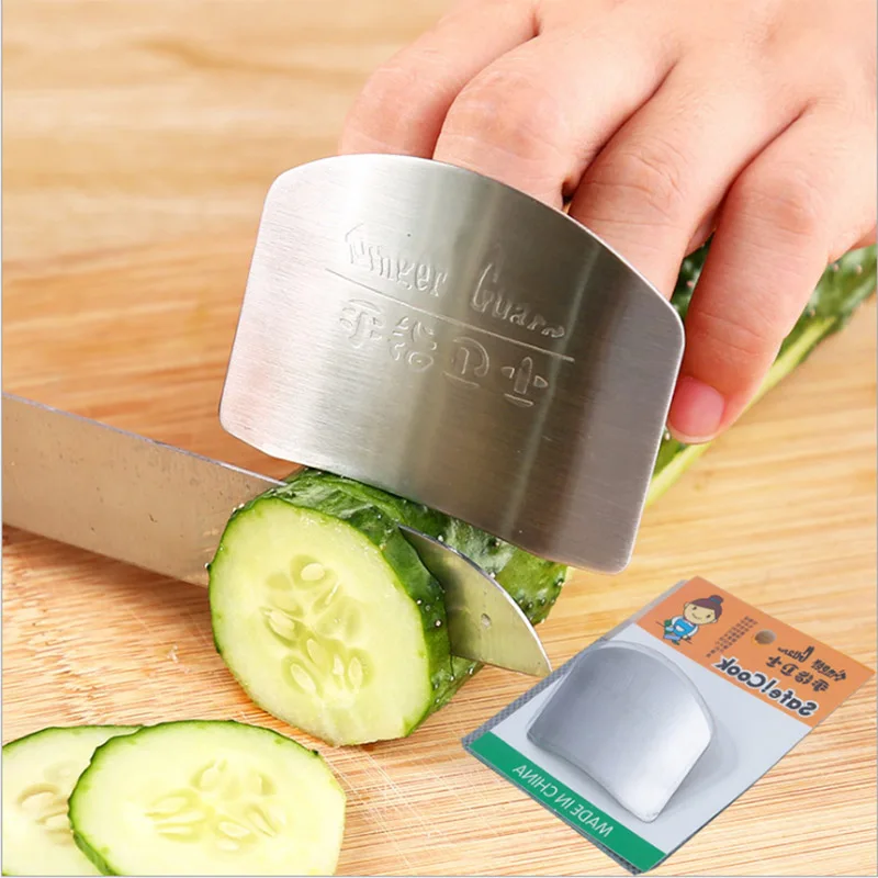 

Kitchen Cooking Vegetables Finger Tools Stainless Steel Protectors Finger Cut Vegetable Tools Kitchen Adjustable Kits, Silver
