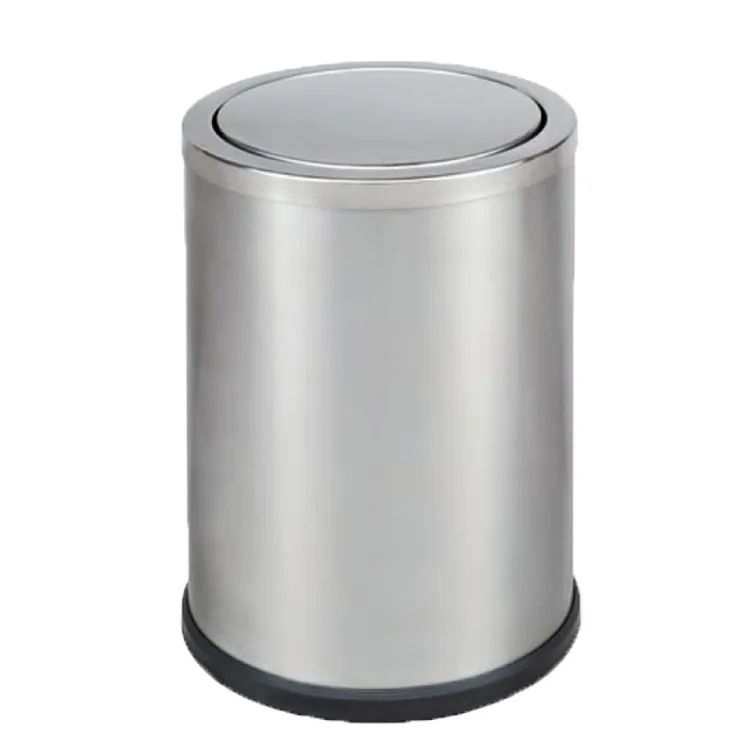 

stainless steel trash can with double turning cover