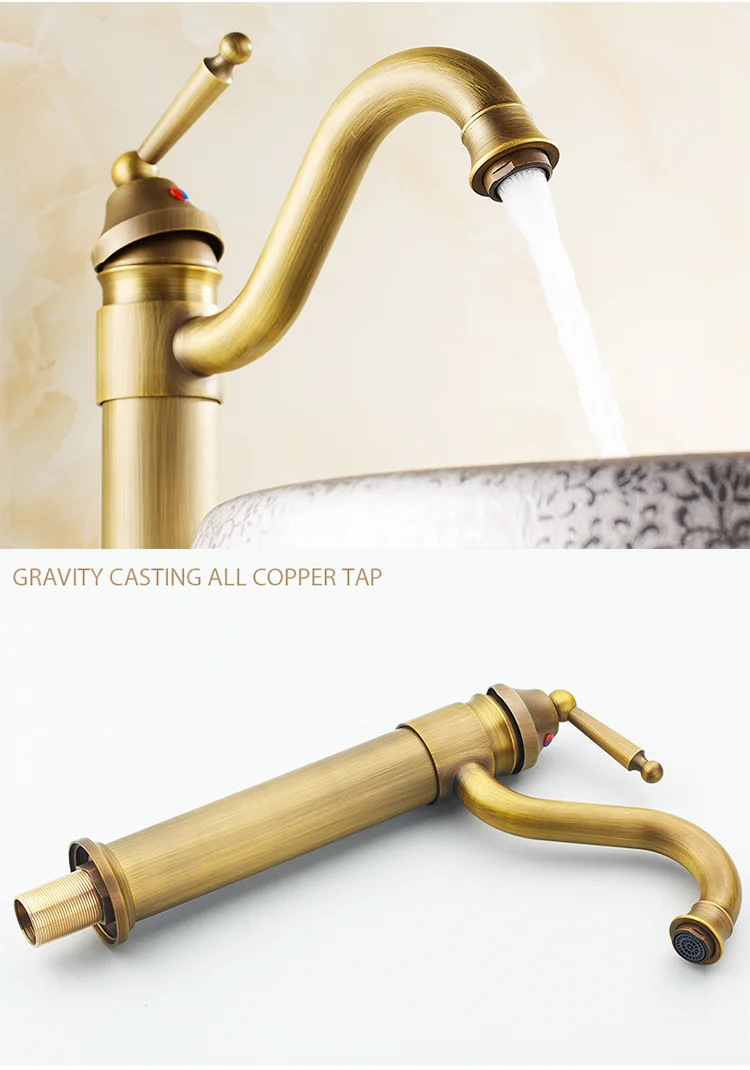 2019 China Low Price Single Lever Hot And Cold Antique Bronze Bathroom Faucet