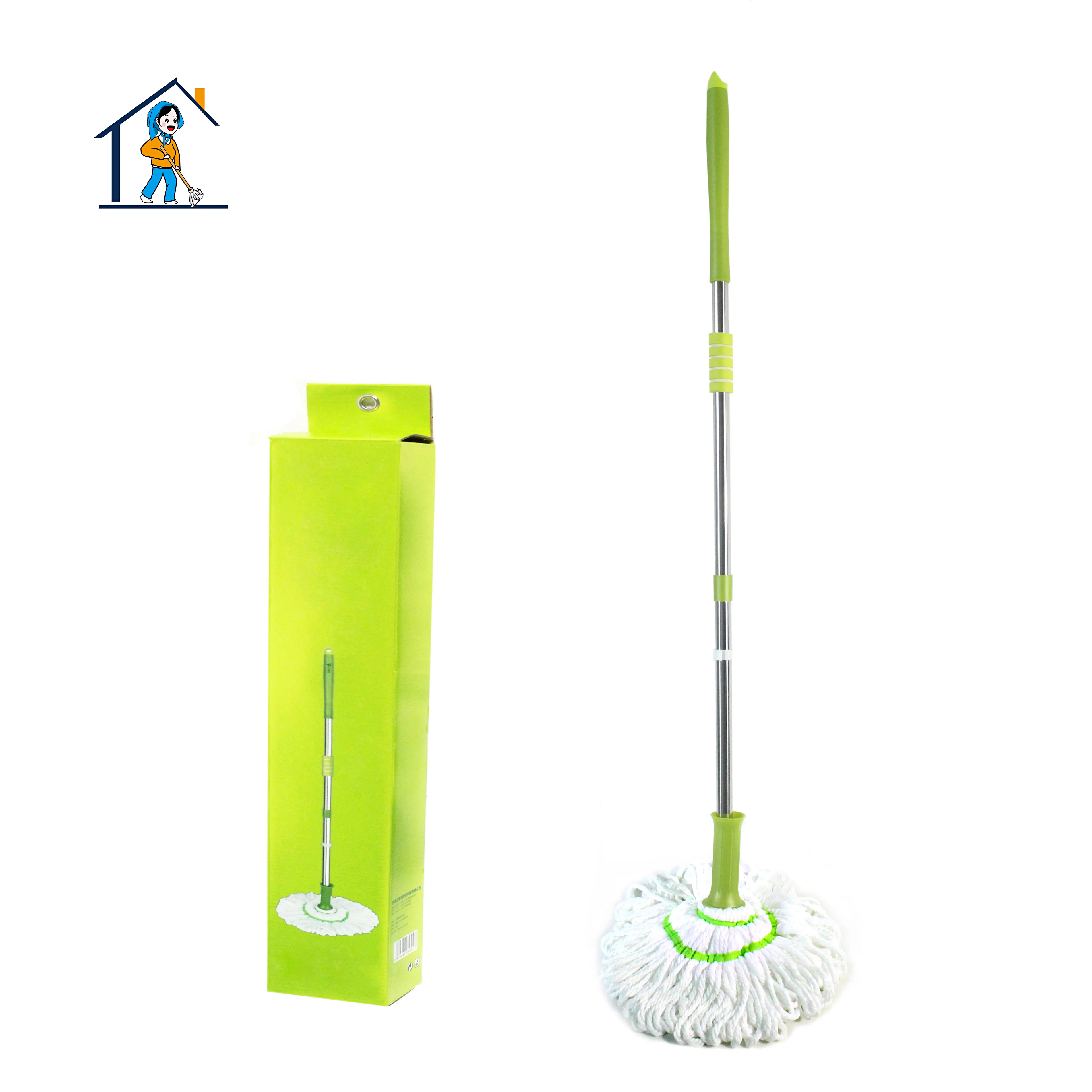 

Wholesale Cheap Stainless Steel telescopic Rod Hands Free rotary 360 round spin Cotton Twist Mop for floor house cleaning