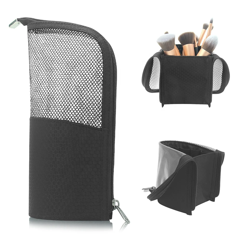 

Free Dropshipping Relavel 2021 New Design Multi-function Small Waterproof Stand-Up Organizer Divider Makeup Brush Holder For Travel, Black