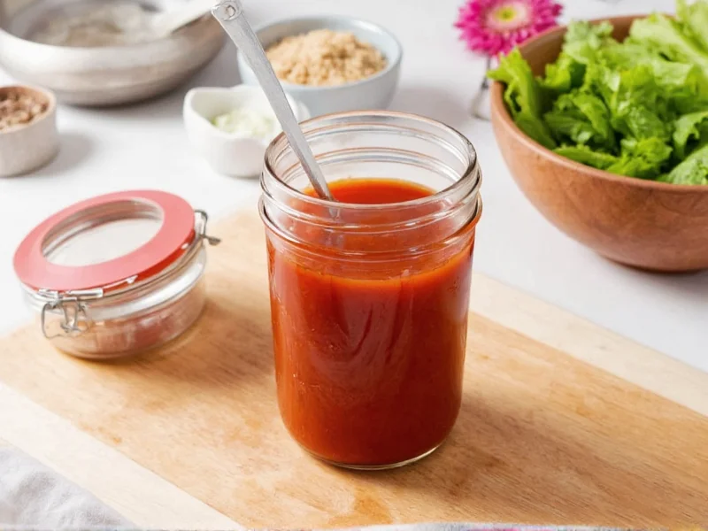 Homemade burger sauce in mason jar with ingredients