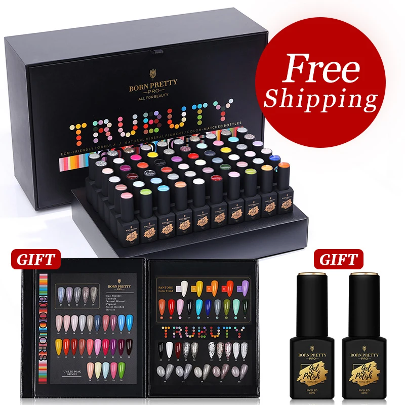 

BORN PRETTY PRO Free Shipping 15ml 60 Colors Nail Gel Kit Soak Off UV Gel Polish Set for Nail Salon, 60 colors/kit