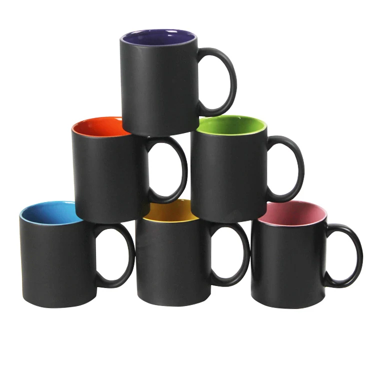 

Wholesale 11 OZ Sublimation Coated Black Mugs for Coffee