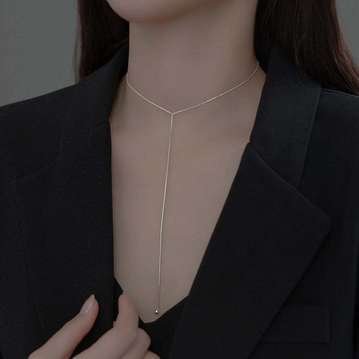 Hot Selling 925 Sterling Silver One Ball Long Chain Necklaces Wholesale