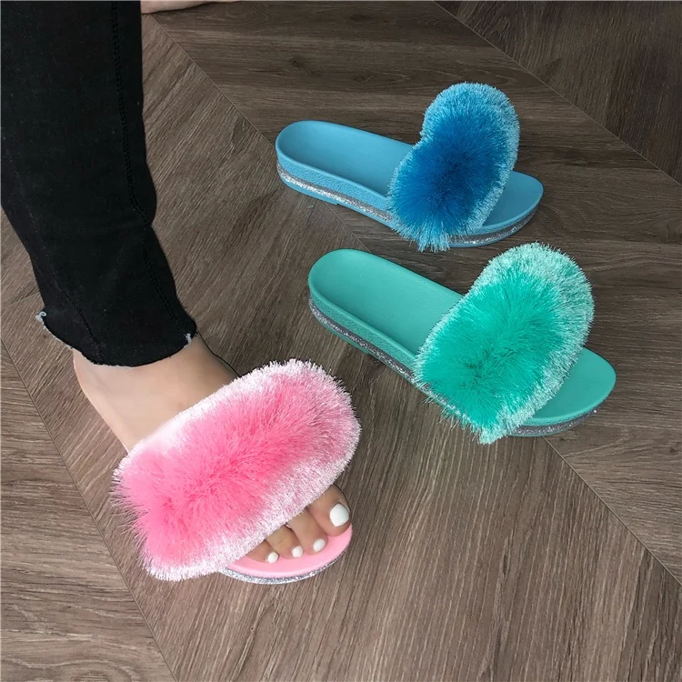 

2021 factory price rainbow slides women's slippers summer outdoor colorful flatform sandals for women and ladies, Customized color