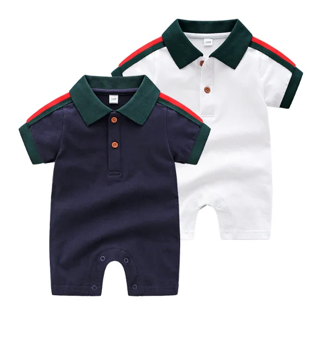 

New style baby rompers button open and shortsleeve hot clothes rib collar with new embroidery for kids, Picture