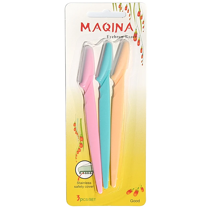 

Hot Sale Mini Brow Trimmer 3 Pcs/Set Professional Facial Eyebrow Razor Stainless Steel Eyebrow Trimmer Set Wholesale