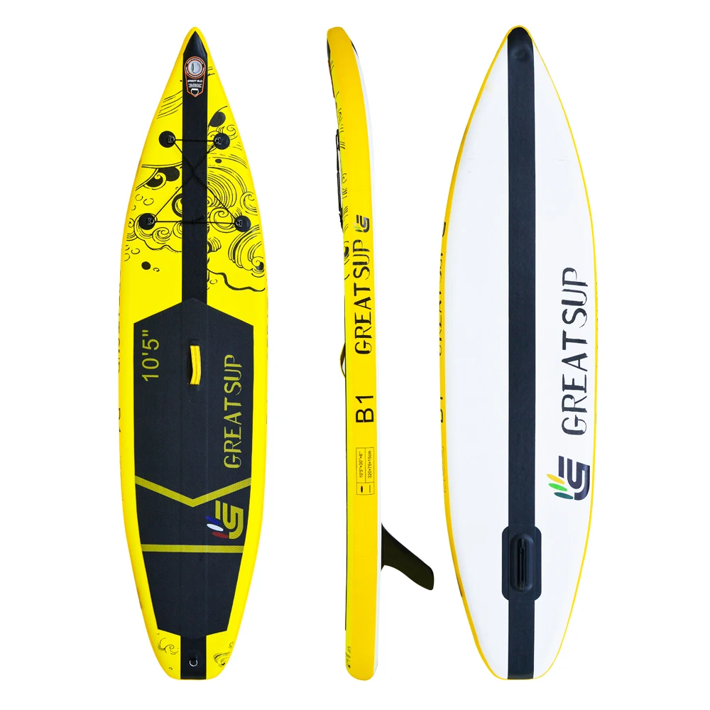 

Factory supply Raceboard good quality inflatable surfboard fast shipment SUP Board, Customized color/yellow