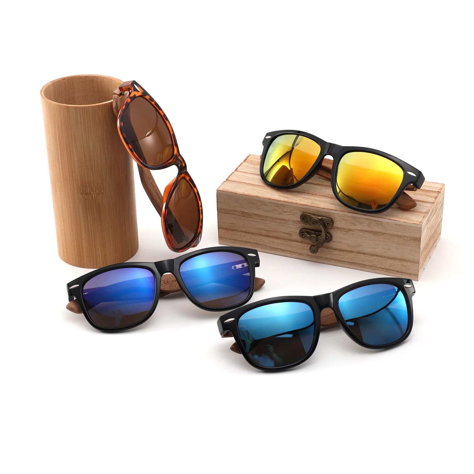 

vintage New arrival stylish custom logo fashion summer glasses plastic frame walnut wood temple shades sunglasses 2022, More colors can be custom