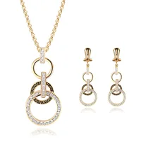 

Fashion Geometric Jewelry Set Necklace Earrings Jewelry Sets for Women Jewelry Set Multilayer Circle Rhinestone Necklace Earring