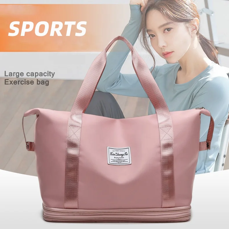 

Hot Selling Classic Upgrade Large Double Expansion Custom Logo Dry Wet Back Zipper Pocket Waterproof Gym Travel Tote Bag