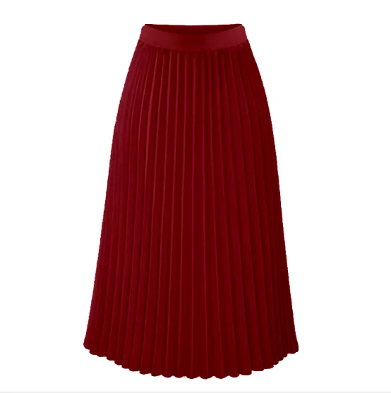 
Women A Line Chiffon Pleated Midi Skirt 