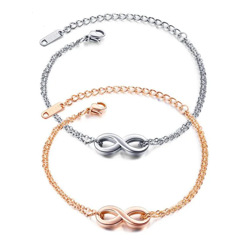 Creative Design Jewelry Simple Chain Stainless Steel Infinity Charm Fashion Chain Bracelet For Women